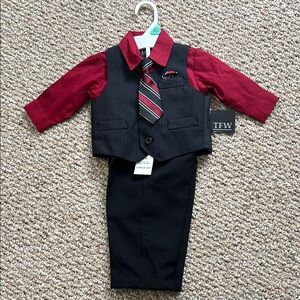 Infant Formal Suit Set - Red and Black
